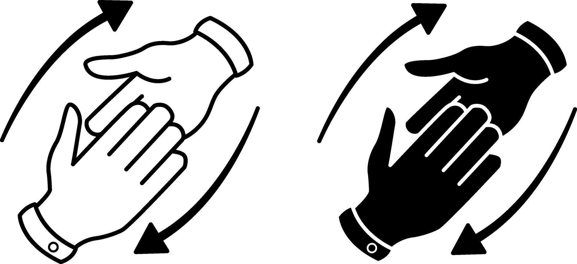 Help icons. Illustration of Two Outstretched Helping Hands. Teamwork Concept vector