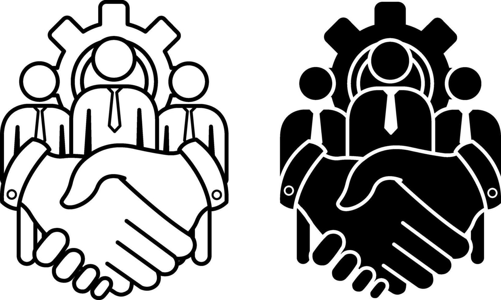 Cooperation icons. Business Agreement. Gear, Business People, and Handshake. Business and Teamwork Concept vector