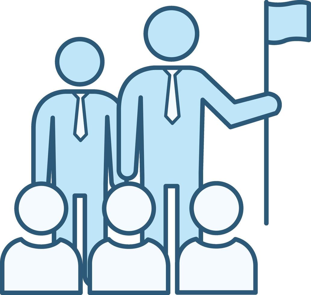 Leadership Color Icon. Icon of Leader with Flag and Group of People. Business and Teamwork Concept vector