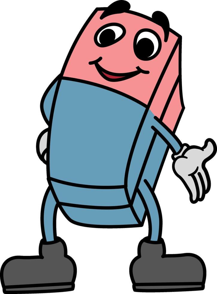 Cartoon Eraser. Illustration of Funny School Character. vector