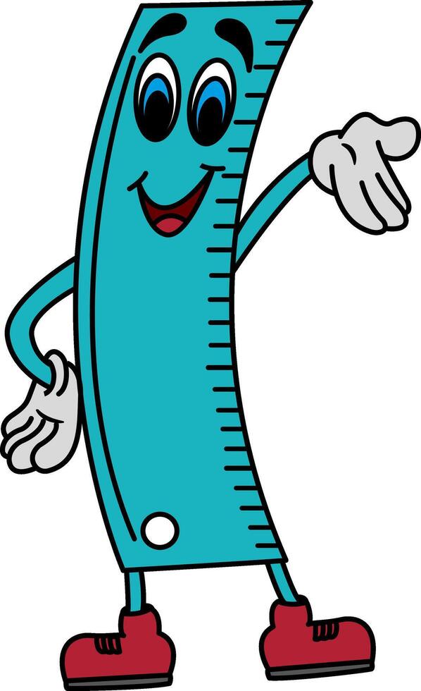 Cartoon Ruler. Illustration of Funny School Character. vector