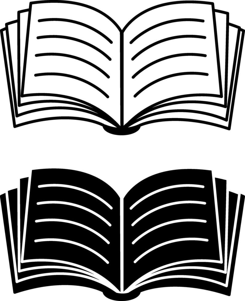 Open Book Icons for School or Library. Illustration of a School Textbook. Education and Study. Literacy Day. Sign of the Encyclopedia of Wisdom vector