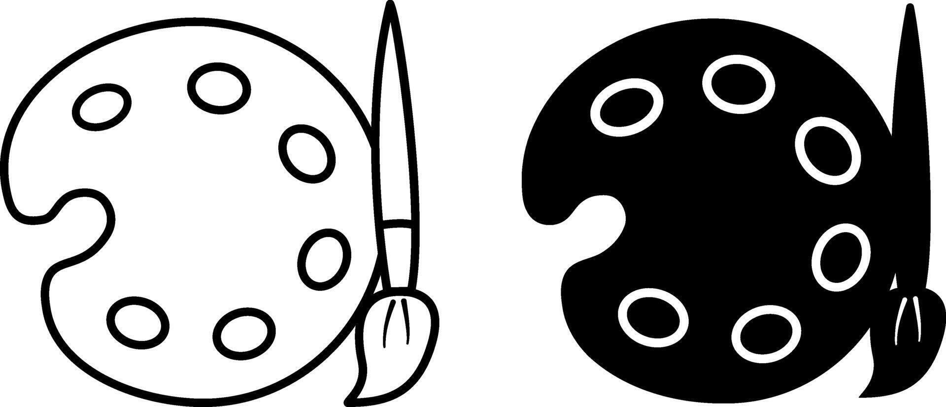 Brush icons with Palette. Illustration Artistic Palette with Paints and Brushes vector
