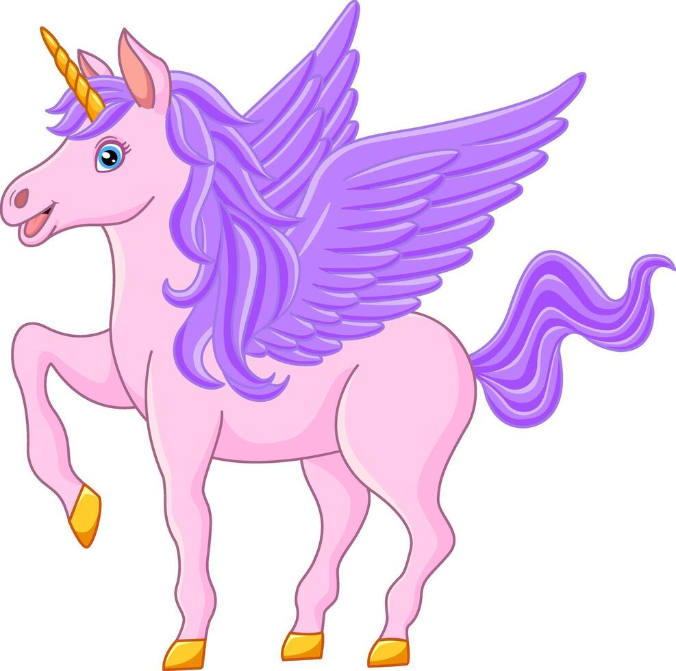 Magic Unicorn With Wings. Illustration Beautiful Fairy Unicorn vector
