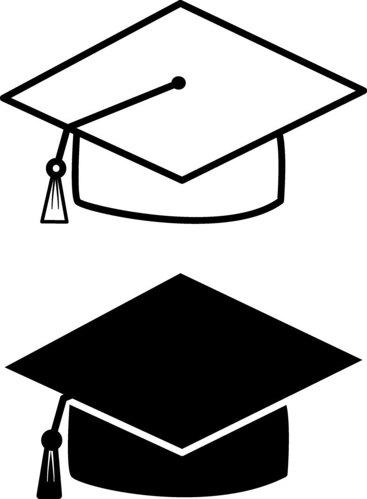 University, College, or High School Graduation Hat Icons. Element for the design of graduation ceremonies and educational programs vector