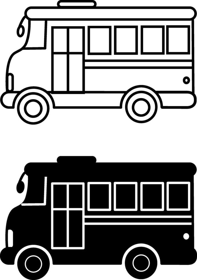 School Bus Icons. Classic Transport Education. Side view. Illustration vector
