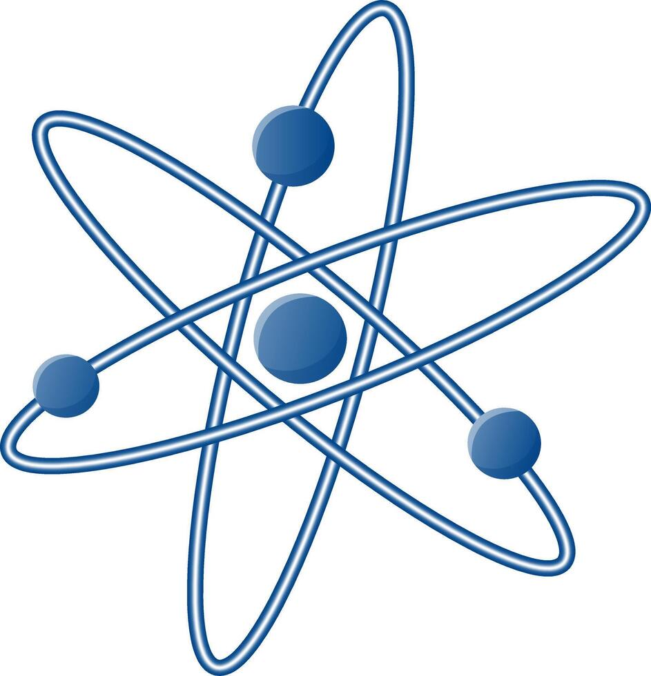 Color Atom. Symbol of science, education, scientific research, and nuclear physics. Illustration of electrons that rotate in orbits around the atomic nucleus vector