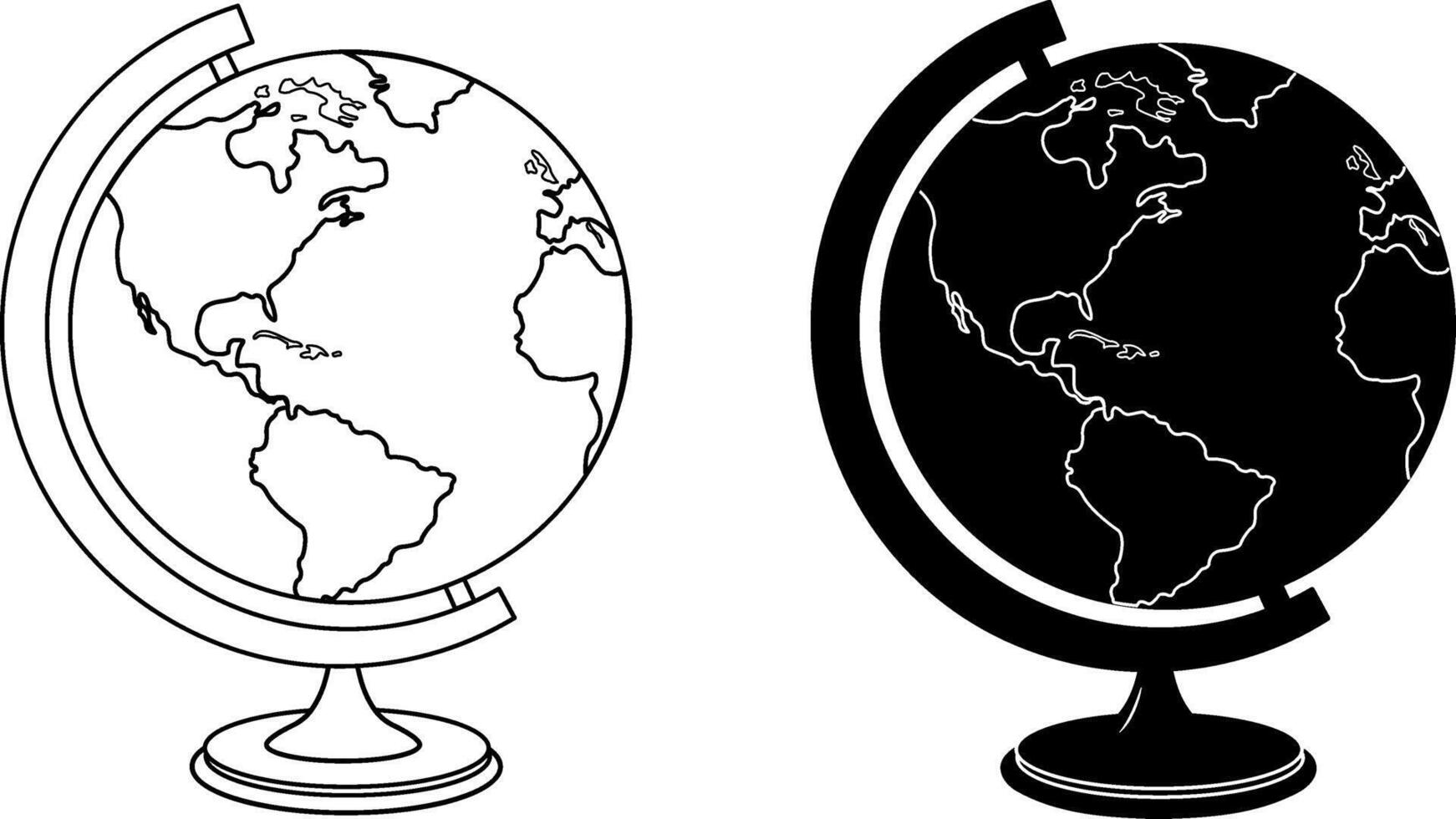 School globe icons. Illustration of a Cartoon Model of the Globe. Subject for the Study of Geography at School vector