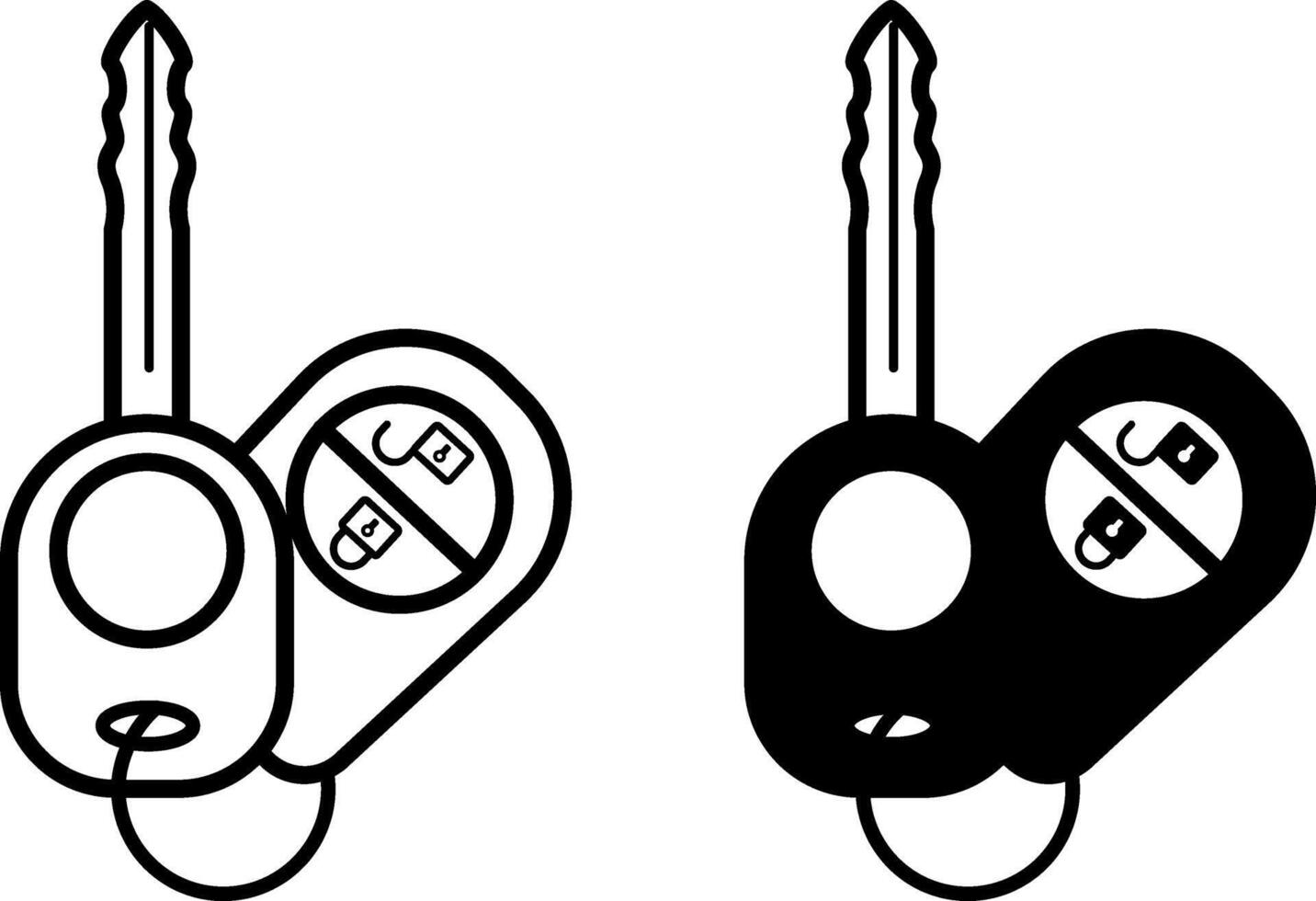 Car Key Icons. Black and White Icons of Vehicle Keys. Security Alarm System. Car Service Concept vector