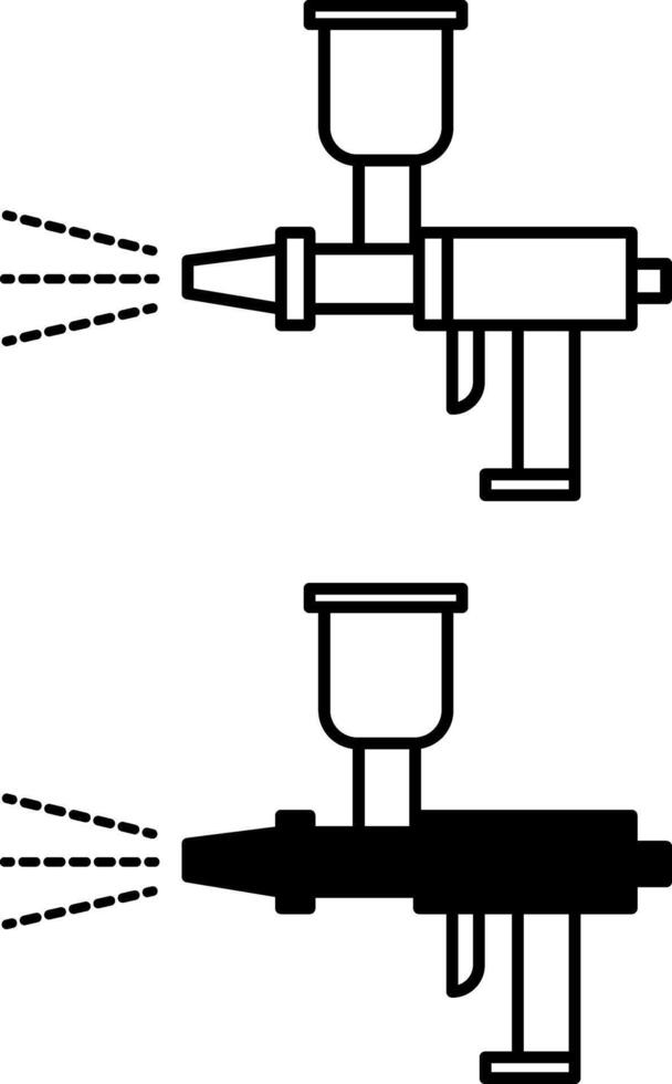 Painting Work Icons. Black and White Icons of Spray Gun for Car Painting. Car service concept vector
