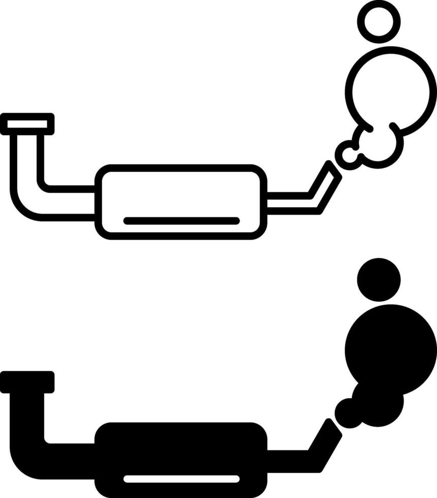 Exhaust icons. Black and White Icons of Car Exhaust Pipe. Car service concept vector