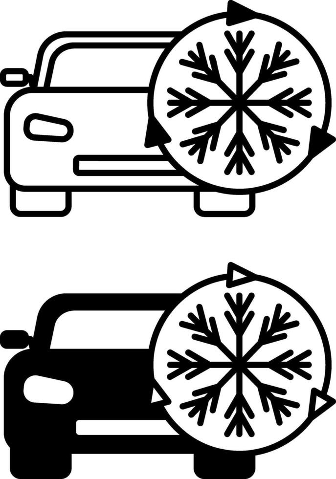 Air conditioner icons. Black and White Icons of Air Cooling Device in a Car. Car service concept vector