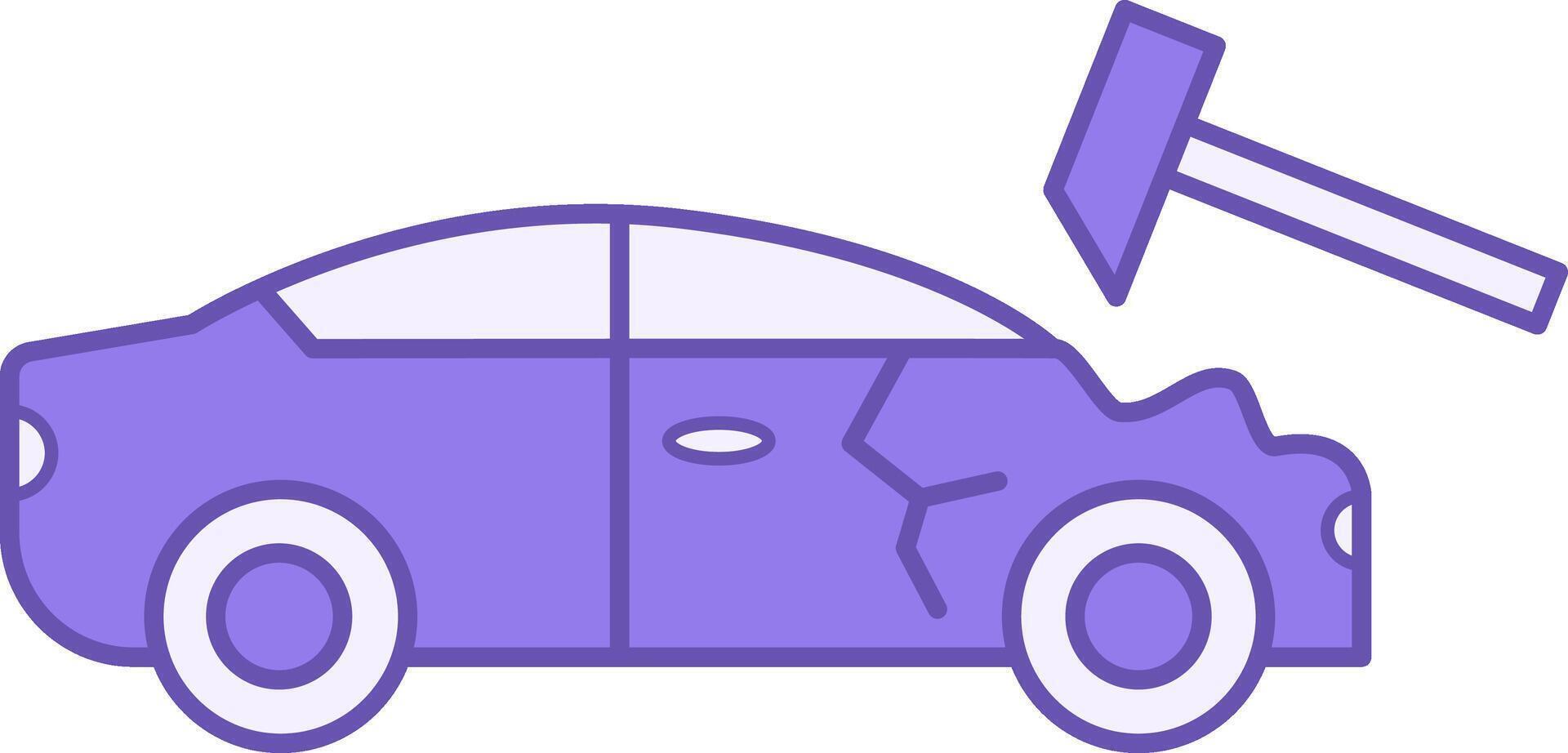Body Repair Color Icon. Icon of Broken Car and Hammer. Car service concept vector