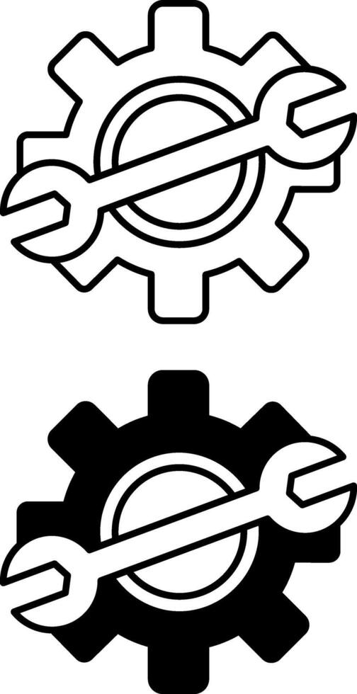 Service icons. Black and White Icons of Gear and Wrench. Service Tools. Car service concept vector