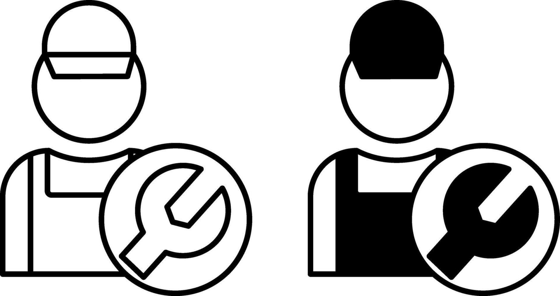Technician icons. Black and White Icons of Auto Mechanic and Wrench. Car service concept vector