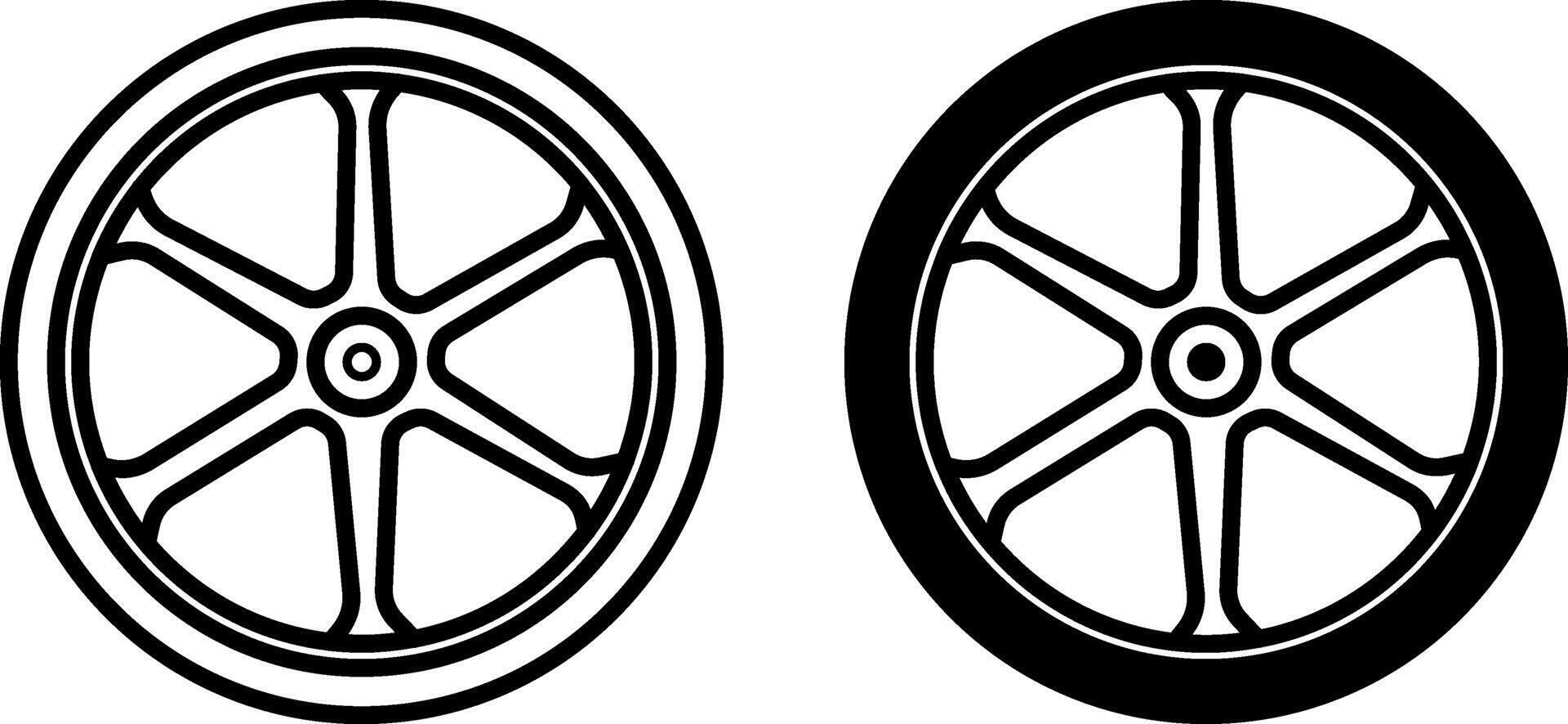 Mag Wheel icons. Black and White Icons of Magnetic Vehicle Wheel. Car service concept vector