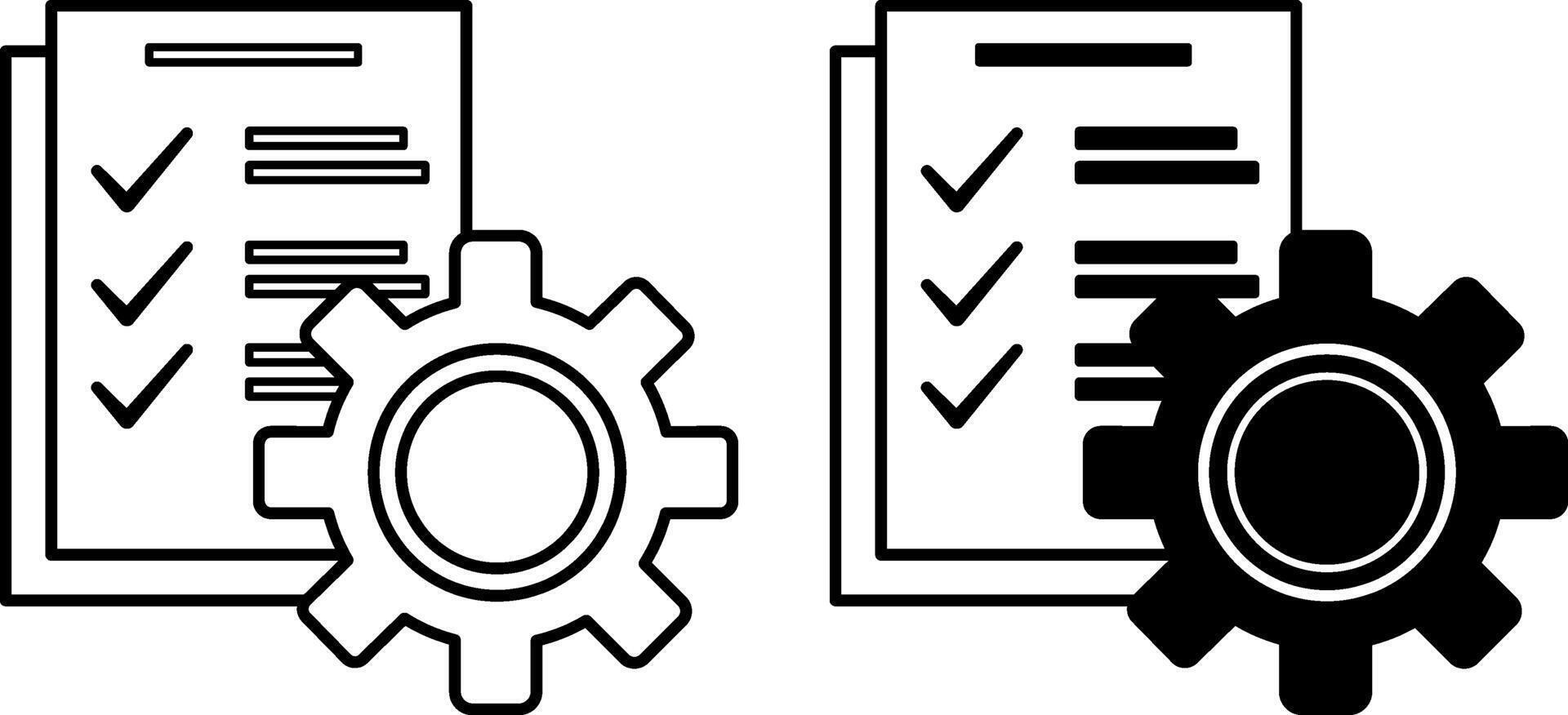 State Inspection icons. Black and White Icons. Documents for Vehicle Inspection and Gear. Car service concept vector