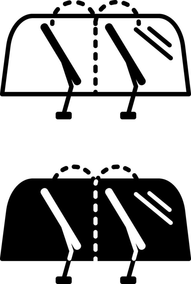 Wiper icons. Black and White Icons. Car Windshield with Two Windshield Wipers. Car service concept vector