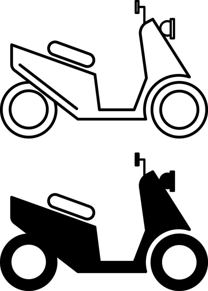 Scooter icons. Black and White City Vehicle Icons. Eco-friendly Transport vector