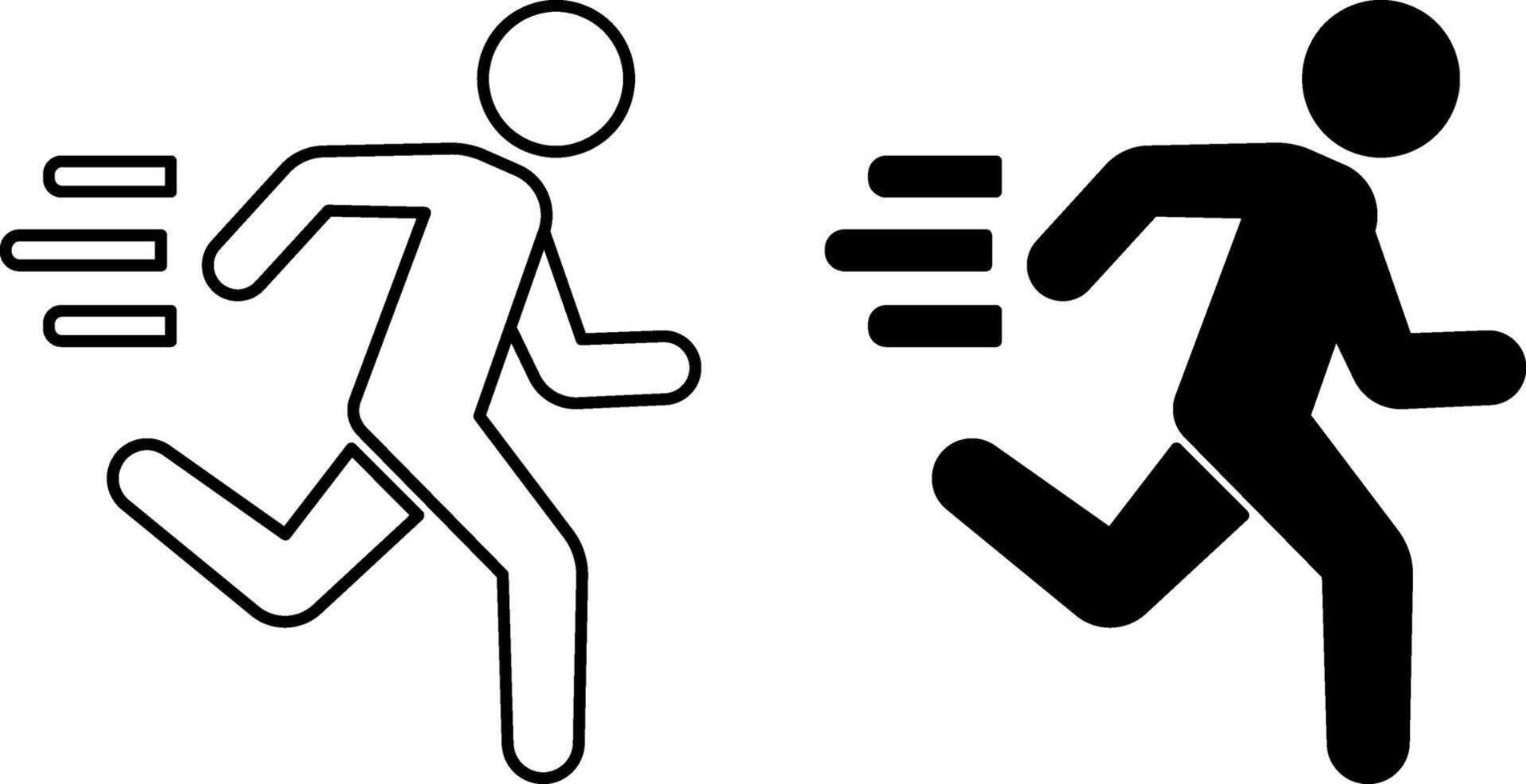 Run icons. Black and White Icons of Running Man. Fast Running Man, Rush. Athletics, Marathon, Competitions vector