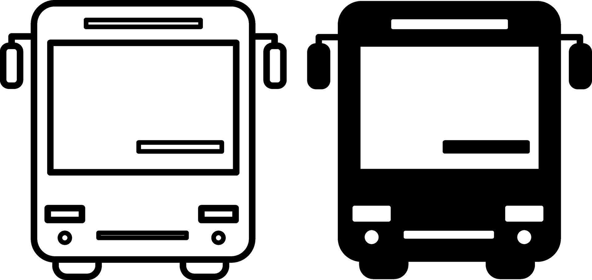 Bus icons. Black and White Bus Front Icons. Auto for Transporting People. Transport Concept vector