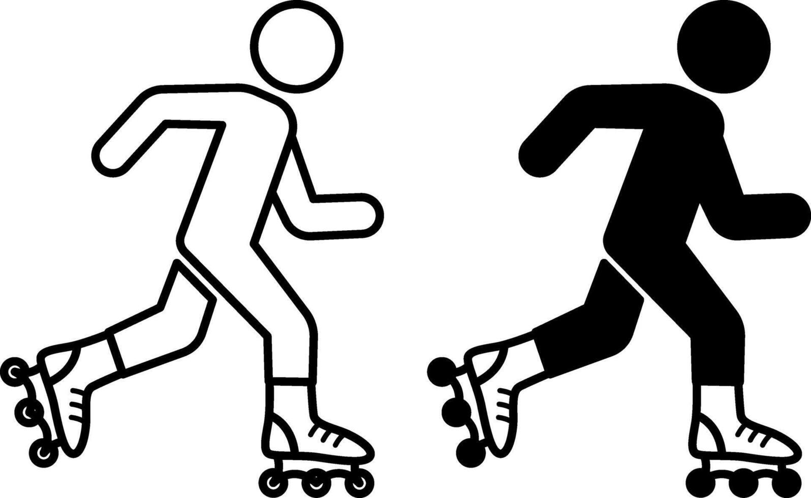 Roller Blading Icons. Black and White Icons of Man on Roller Skates. Fitness skating. Sports and Recreation Concept vector