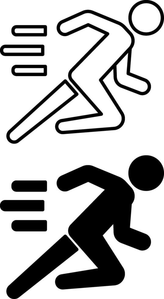 Sprint icons. Black and White Icons of a Fast Running Man. Sport competitions vector