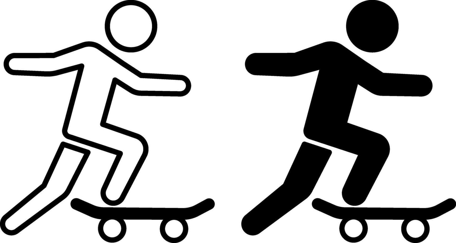 Skateboard icons. Black and White Icons of Man Riding a Skateboard. Skateboarder. Sports and Entertainment Concept vector