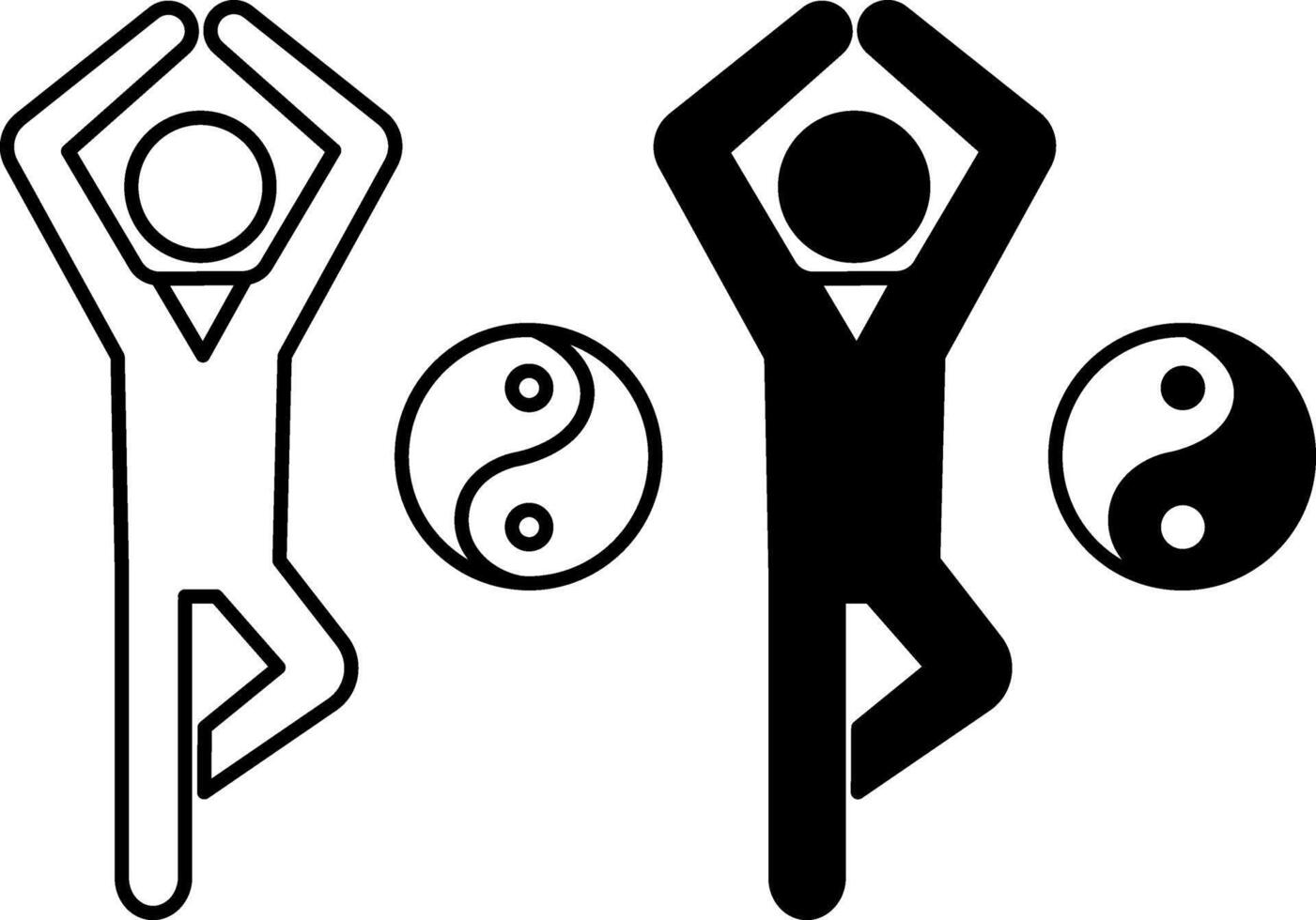 Yoga icons. Black and White Icons of Man Doing Relaxation Exercise. Meditation, Stretching, Fitness. Concept of Wellness and Healthy Lifestyle vector