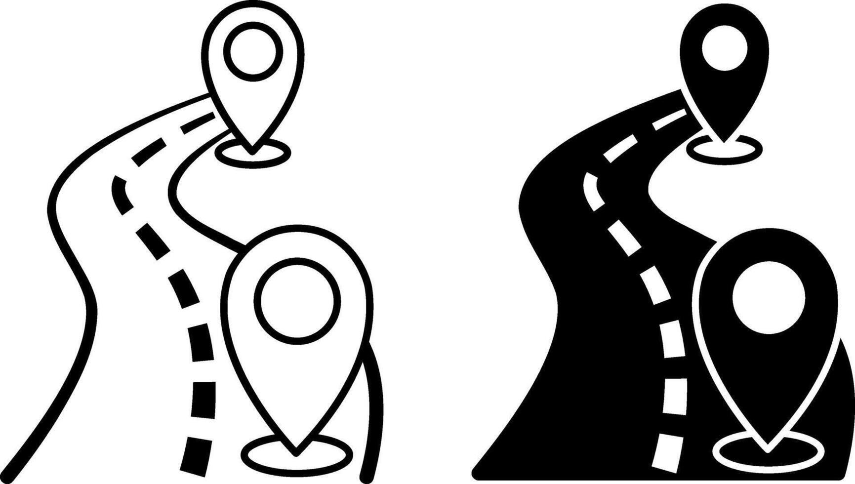 Route Icons. Black and White Icons. Road and Distance Measurement. Navigation, Location. Road Concept vector