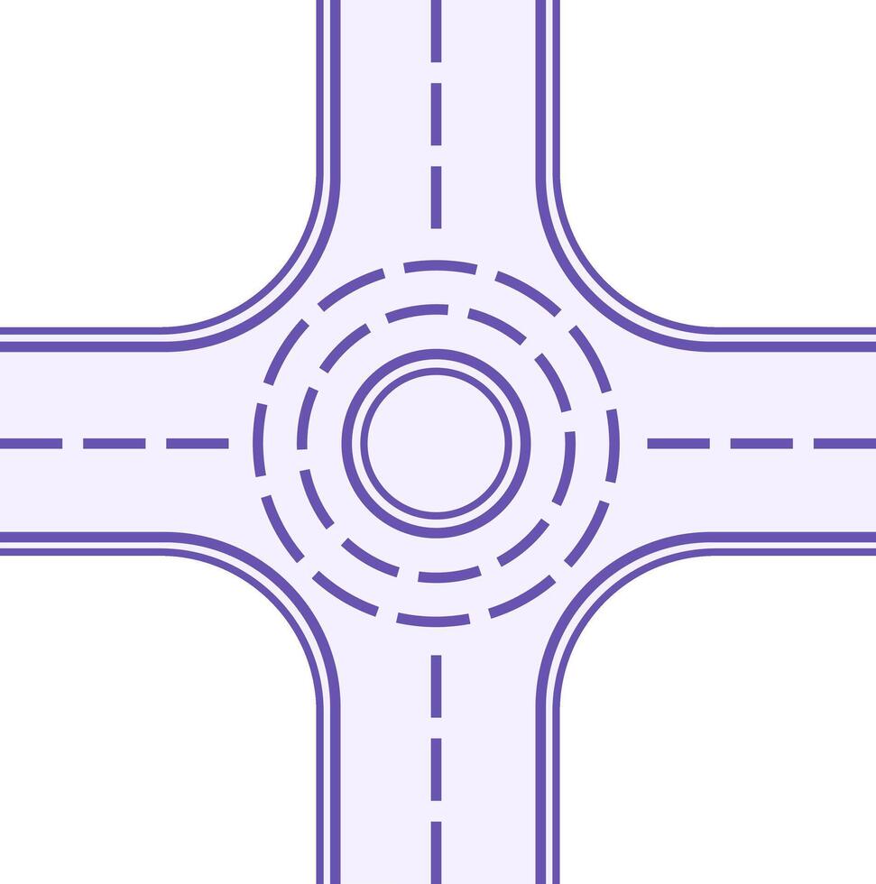 Roundabout Color Icon. One-Way Road Around. Roundabout Intersection. Road Concept vector