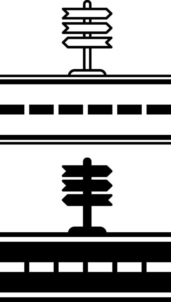 Way Icons. Black and White Icons. Highway and Arrows Sign. Road Sign Indicating Direction To Driver. Roads Concept vector
