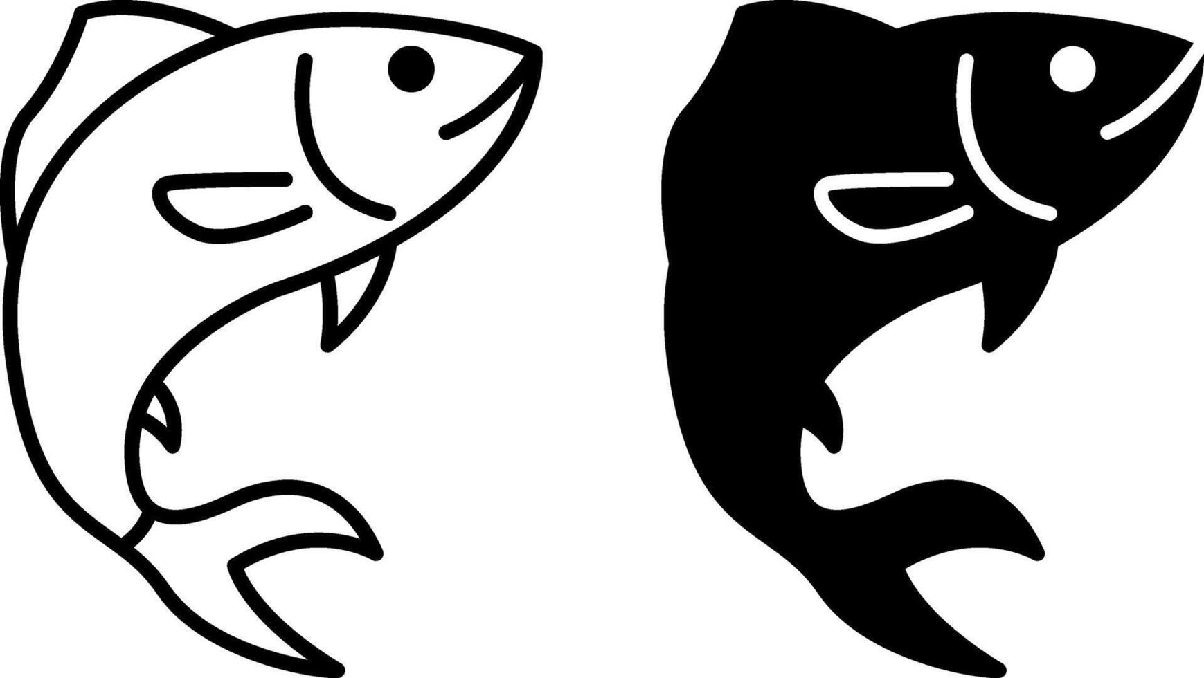 Fish Icons. Black and White Icons. Aquatic Vertebrates. Pet Concept vector