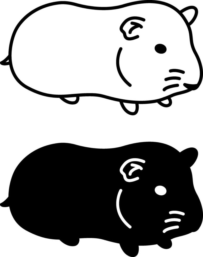 Hamster Icons. Black and White Rodent Icons. Cute Animal. Pet Concept vector