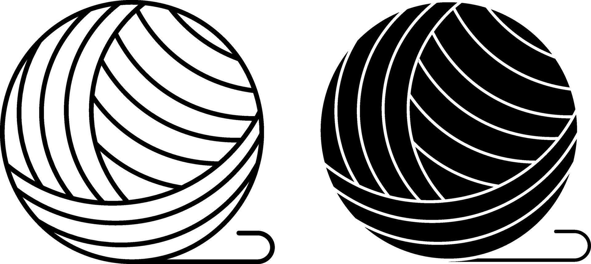 Yarn Ball Icons. Black and White Icons of Thread. Yarn for Knitting Clothes. Pet Toy vector