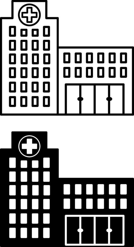 Hospital icons. Black and White Hospital Building Icons. Ambulance building, Medicine. Architecture Concept vector