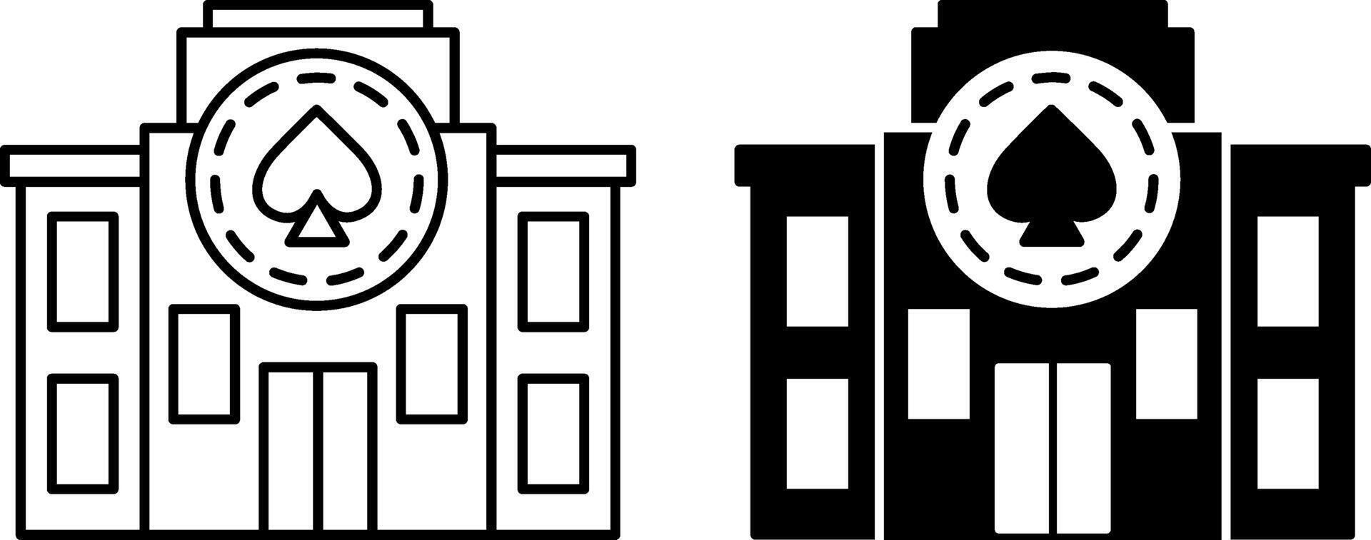 Casino Building Icons. Black and White Icons of Modern Casino and Hotel. Travel and Tourism. Architecture Concept vector