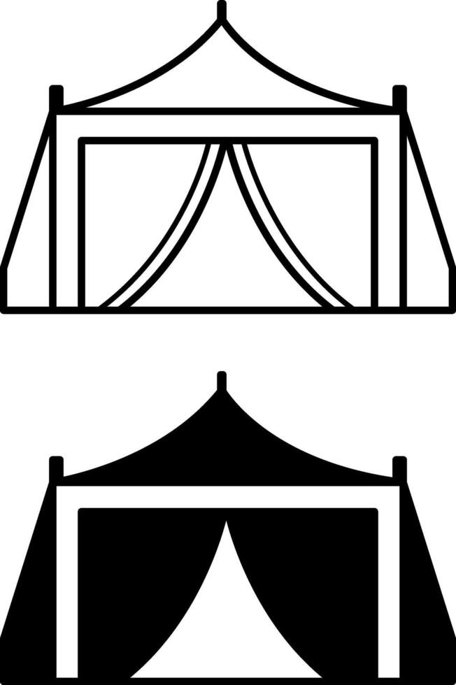 Tent icons. Black and White Camping Tent Icons. Recreation and Tourism Concept vector