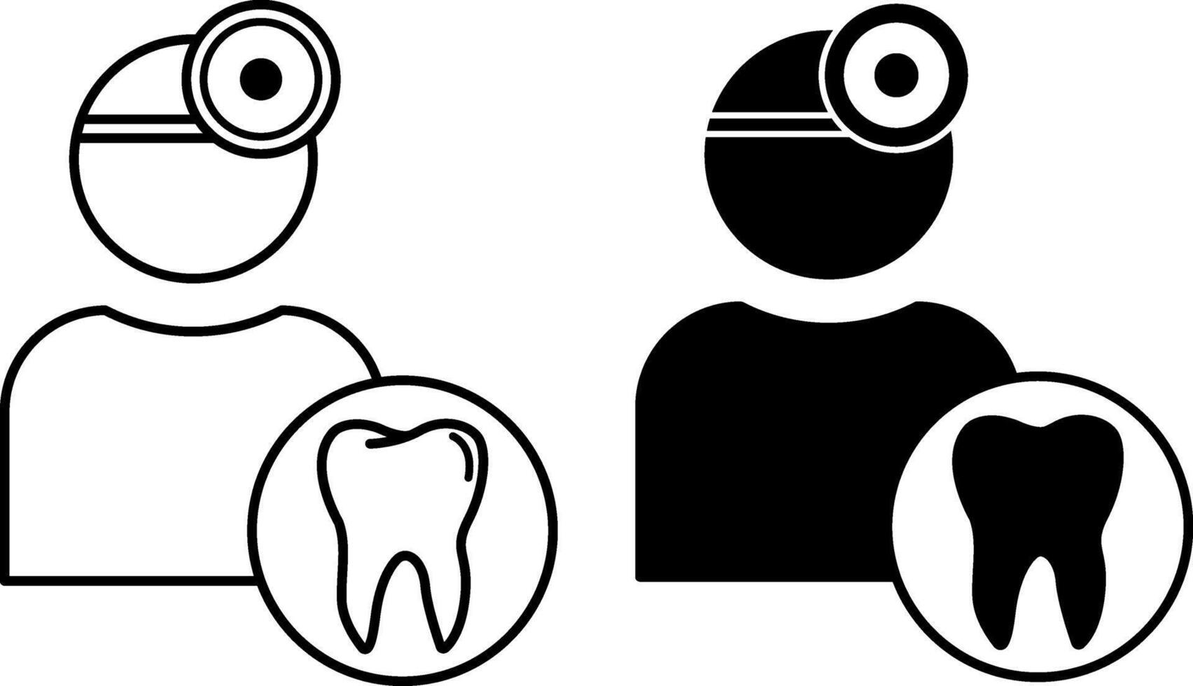 Dentist icons. Black and White Icons of Doctor and Tooth. Dental treatment. Medicine and Dentistry Concept vector