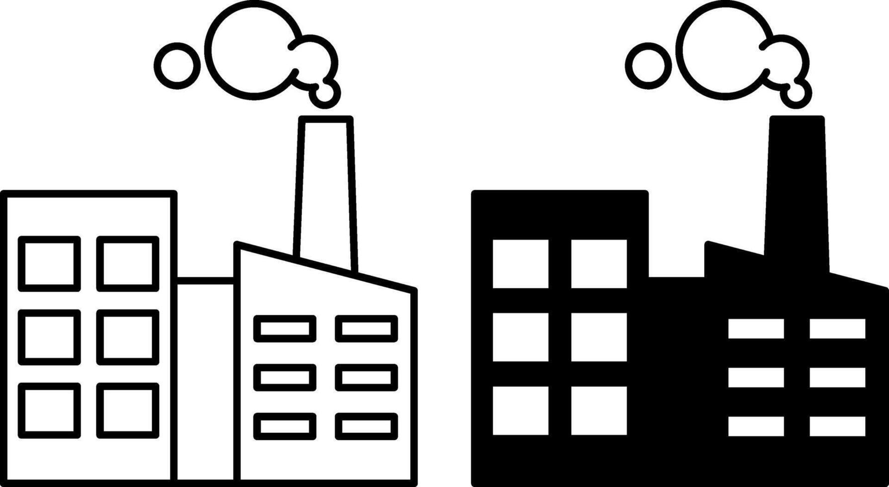 Factory icons. Black and White Industrial Building Icons. Architecture and Manufacturing Concept vector