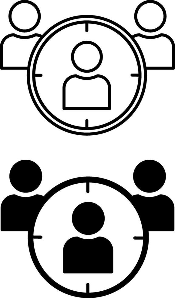 Audience Icons. Black and White Icon. Target market, focus group, public relations. Human Resources Concept vector