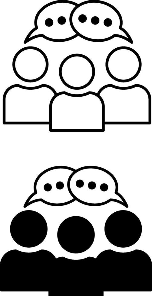 Collective Icons. Black and White Icons of a Group of People Working Together vector