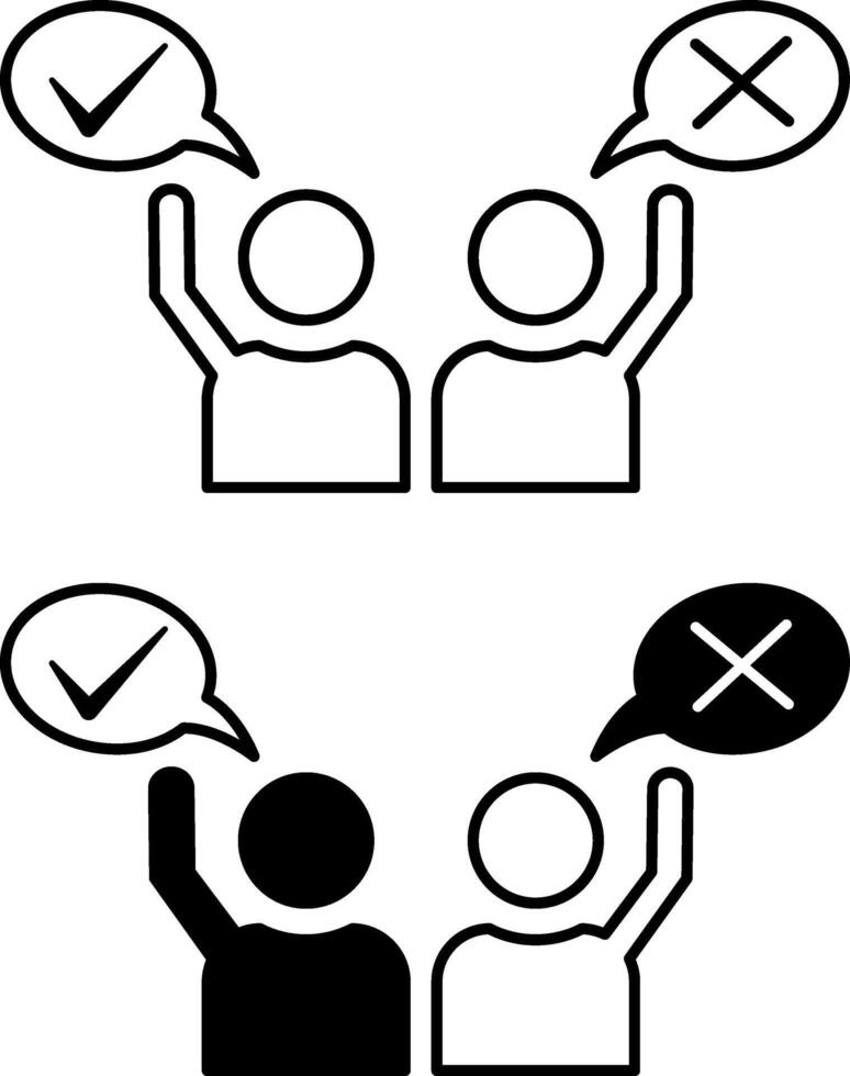 Vote icons. Black and White Icons. People Making Their Choices. Voting Concept in Elections vector