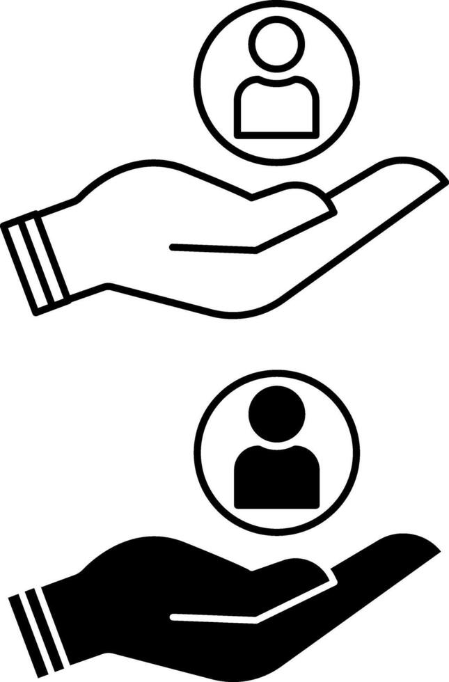 Caring icons. Black and White Customer Service Icons. Patient Assistance and Service Support vector