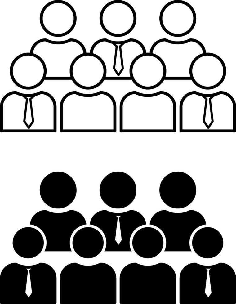 Crowd Icons. Black and White Staff Unity Icon. Network of User Groups. Corporate Team Group vector
