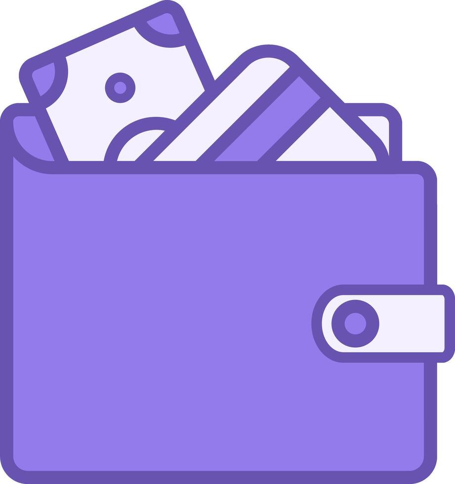 Colored Wallet Icon. Icon of Wallet with Money and Bank Card. Business and Finance Concept vector