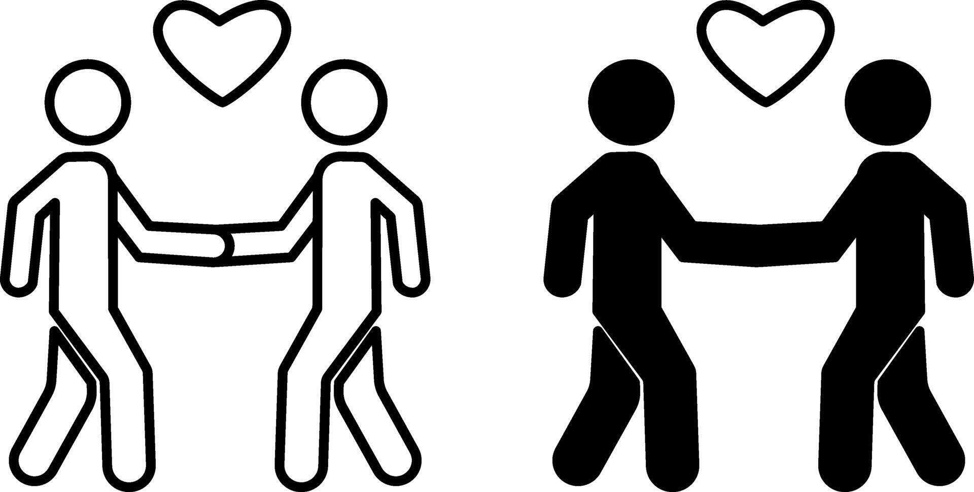 Relationship icons. Black and White Icons of Friendship or Love Relationships vector