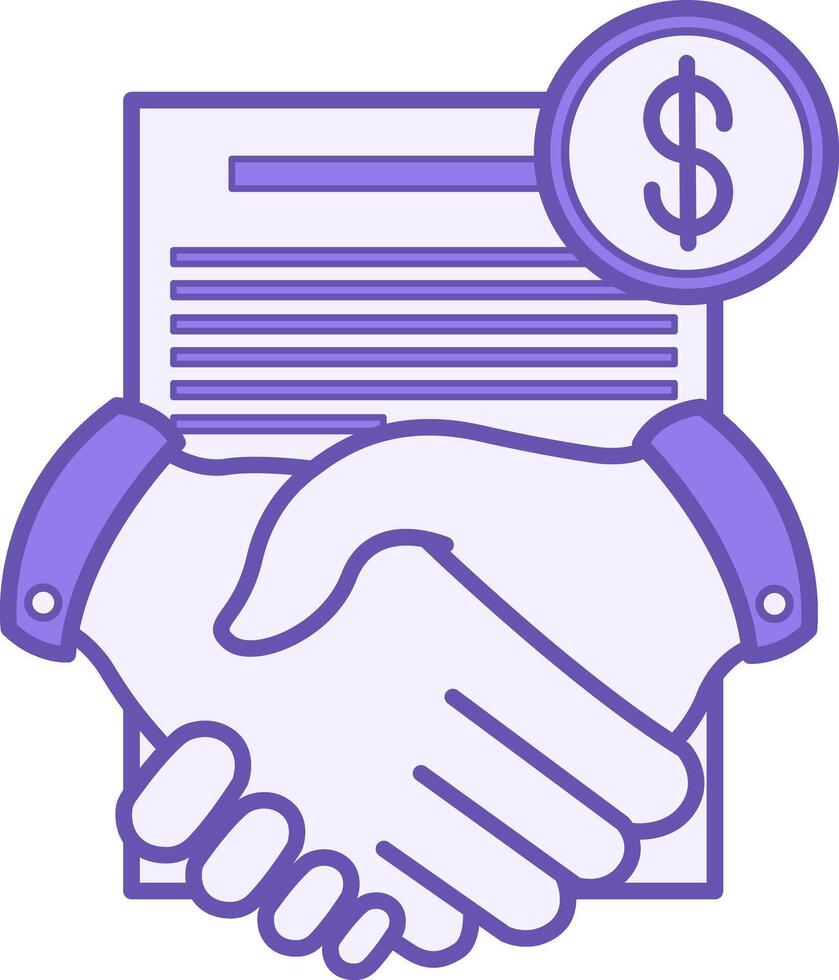 Financial Agreement Color Icon. Icon of Handshake and Financial Document. Contract, Partnership, Deal. Business And Finance Concept vector