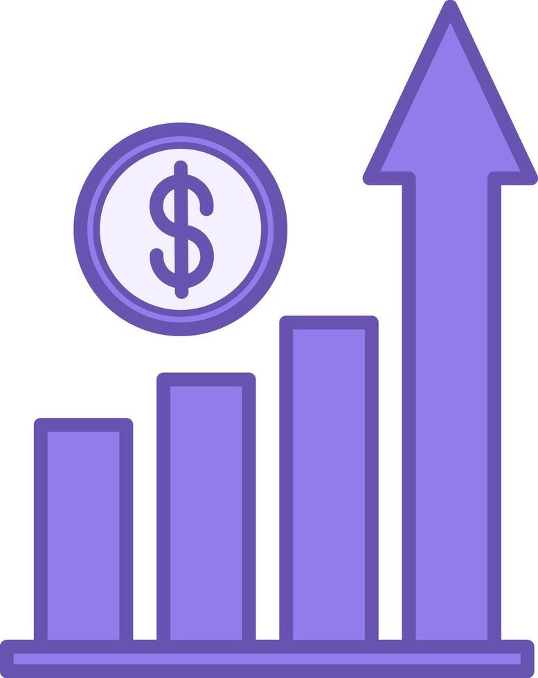 Colored Growth Icon. Profit Growth Chart Icon. Business And Finance Concept vector