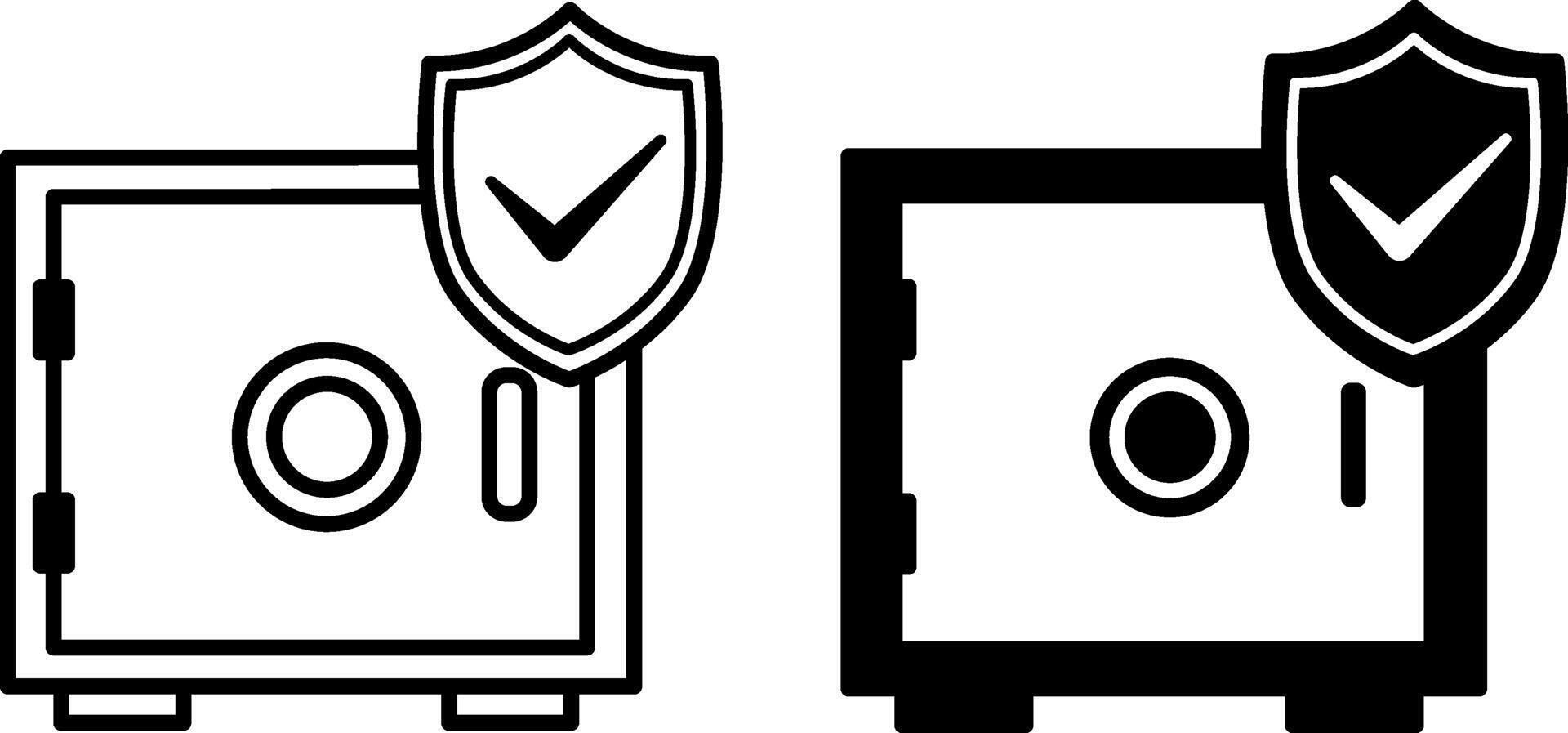 Safe icons. Black and White Icons. Safe Container for Money and Securities. Business and Finance Concept vector